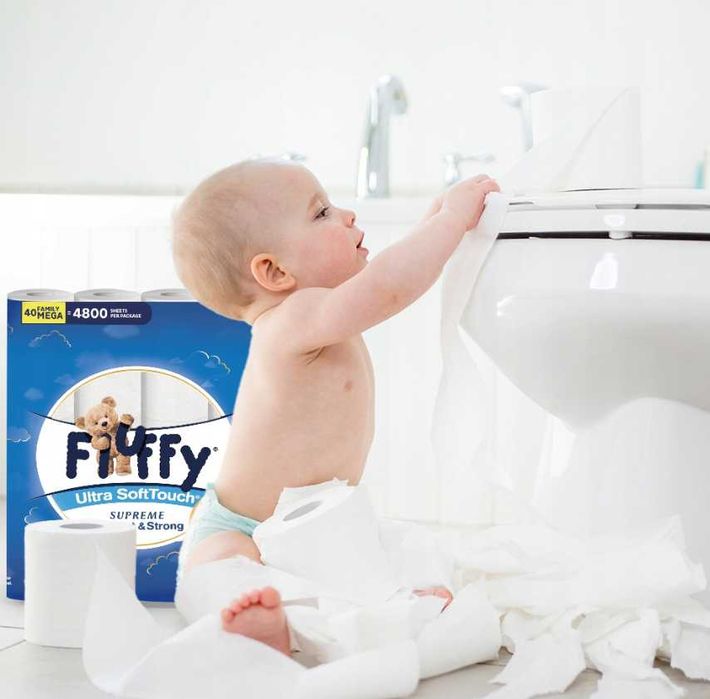 Biały papier toaletowy Fluffy 3 warstwy 40 rolek ! Miękki 4800 listków