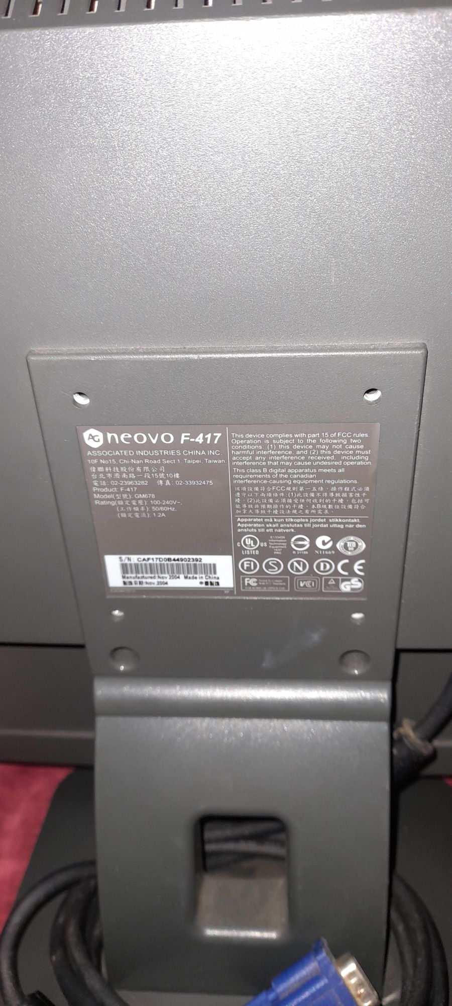 Munitor de computador marca neovo f417