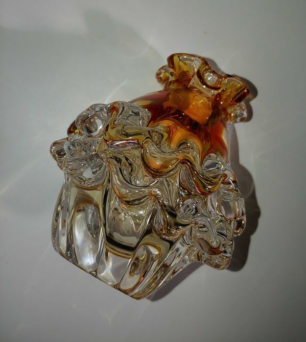 Ваза Гутное стекло Чехословакия Bohemia высота 12,5 см