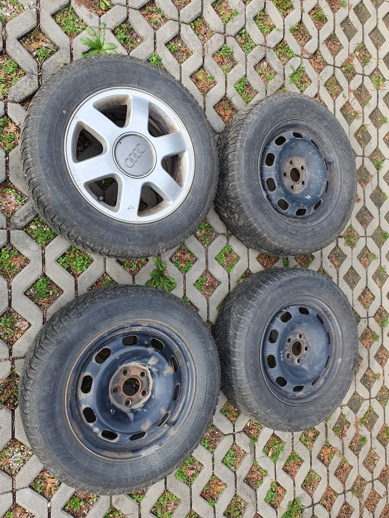 Opony zimowe z felgami 5x100 r15 Audi A3, Golf IV