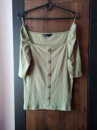 Nowy top L khaki top z guzikami F&F kwadratowy dekolt