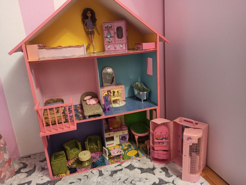 Domek dla lalek Barbie z meblami jedyny taki hand made