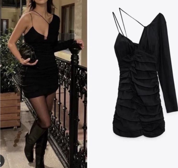 Коротке плаття сукня чорне притальоне zara s