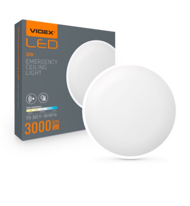 LED Світильник АВАРІЙНИЙ накладний з датчиком руху VIDEX 30W 2700-6500