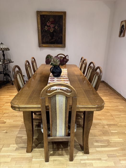 Krzesła dębowe tapicerowane 10 sztuk