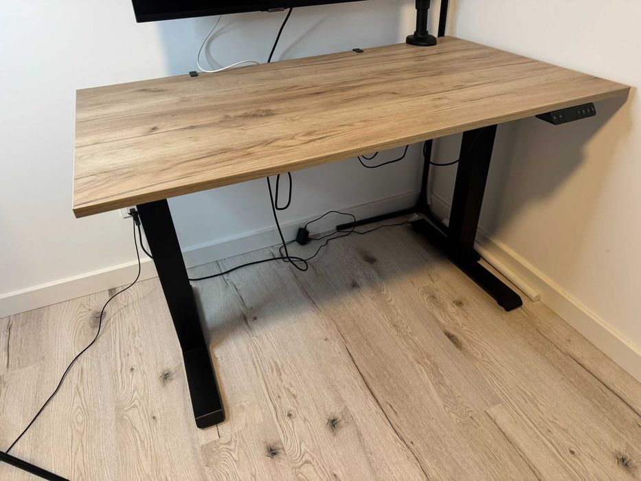 Biurko regulowane elektryczne 73-121 cm dąb arctic czarna noga