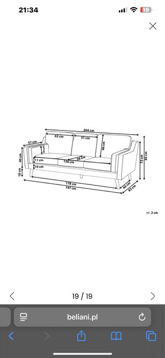 sofa Lokka  welur Granatowy dla 3 osob