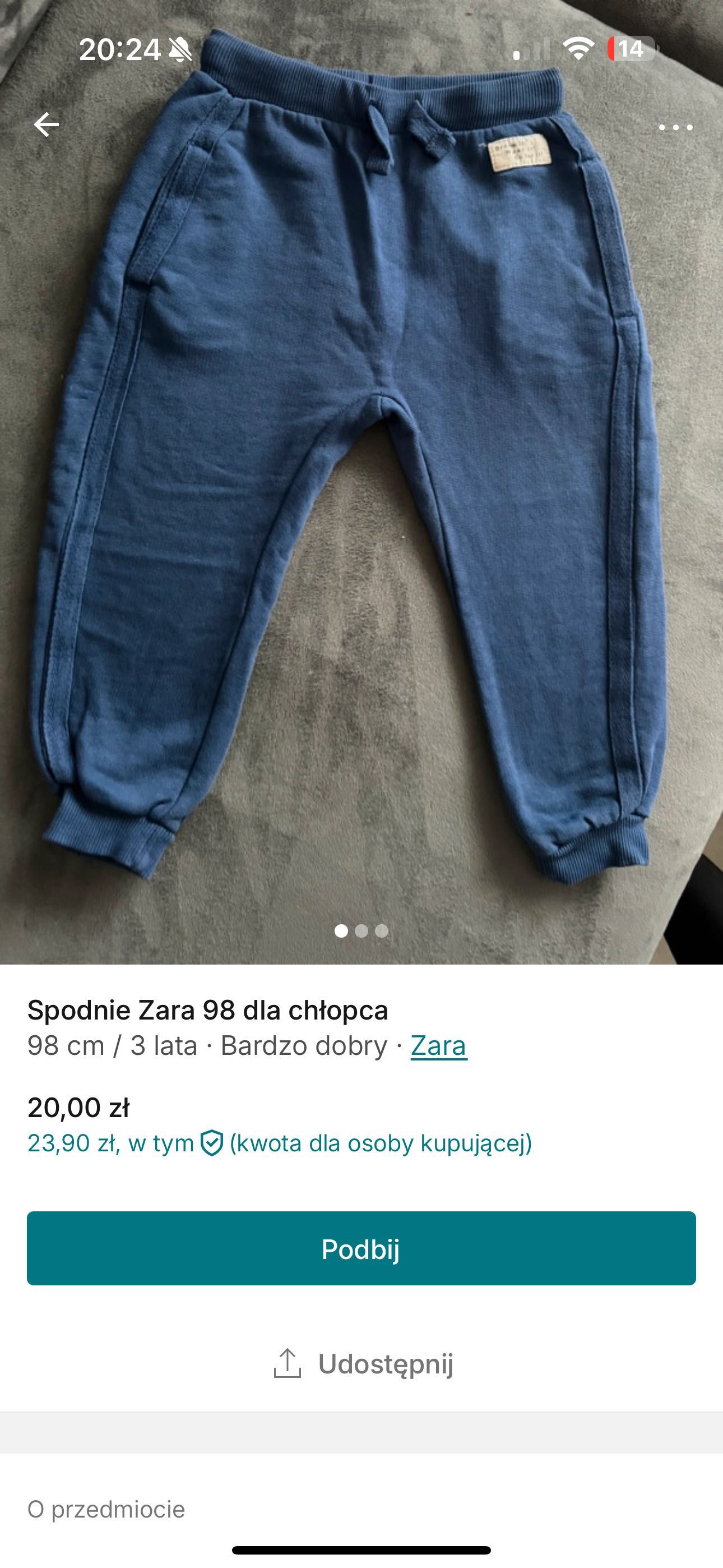 Spodnie dla chłopca Zara 98