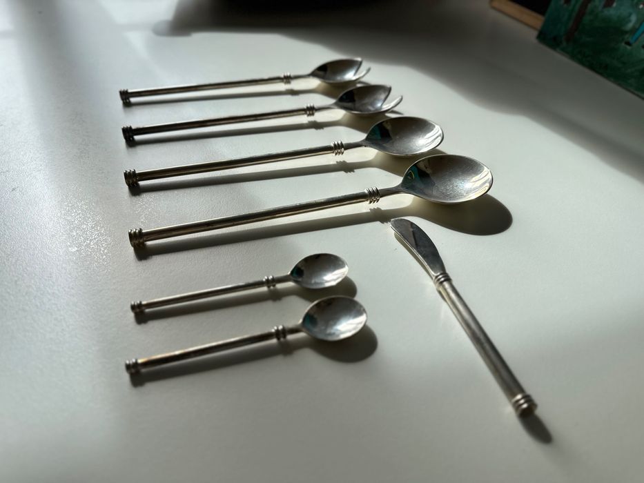 Conjunto vintage em casquinha de prata – 7 peças