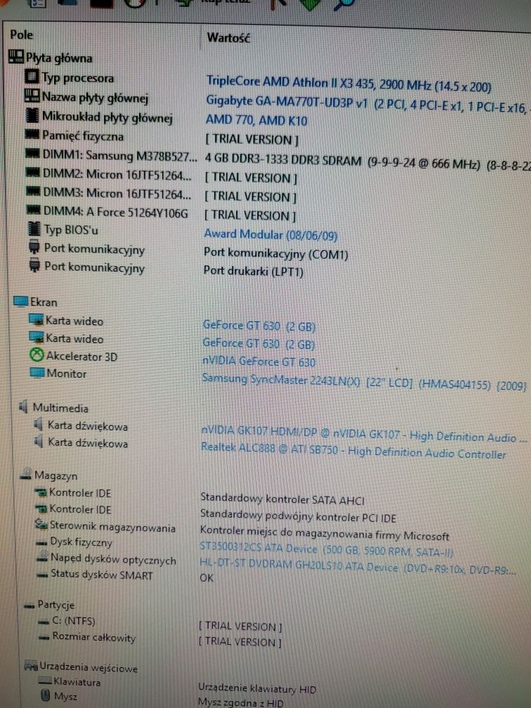 OKAZJA - Zestaw Komputerowy 2x3,1GHz/GT_630_2GB/16GB_Ram/Monitor 22"