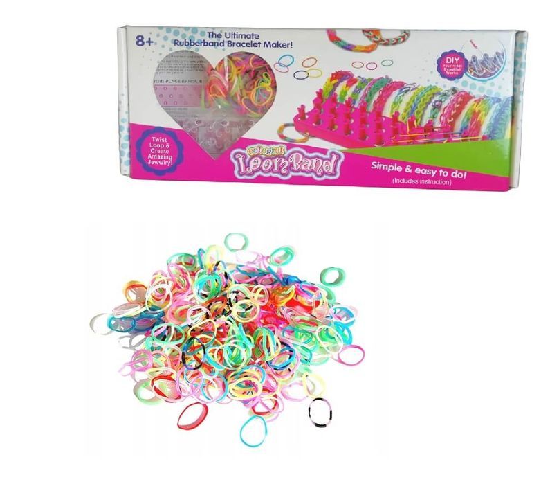Zestaw do Robienia Bransoletek z Gumek LOOM BANDS 200 szt + Akcesoria