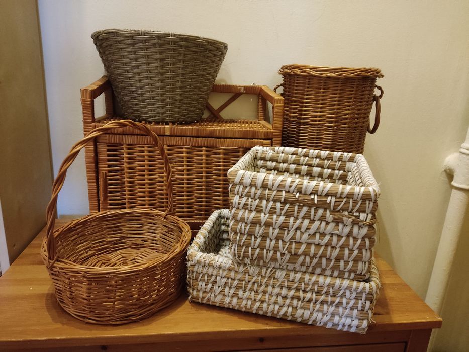 Wiklina koszyki szafka zestaw 6 sztuk