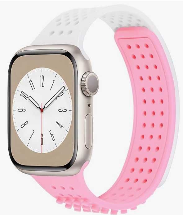 Pasek do zegarków Apple Watch 42/44mm biało-różowy Coholl