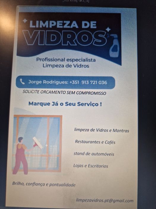 Limpa vidros,  zona braga