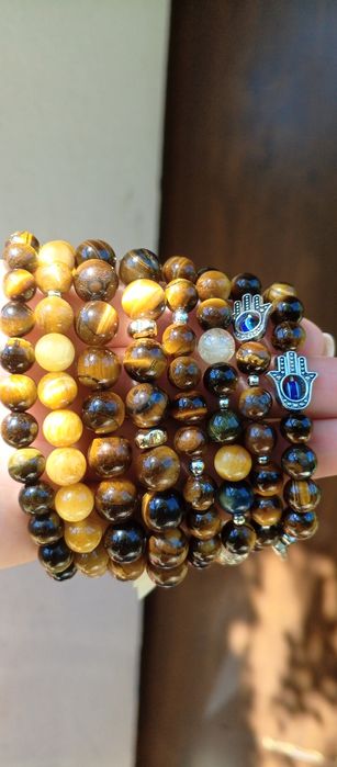 Браслет з натурального каміння. Оберіг. Тигрове око