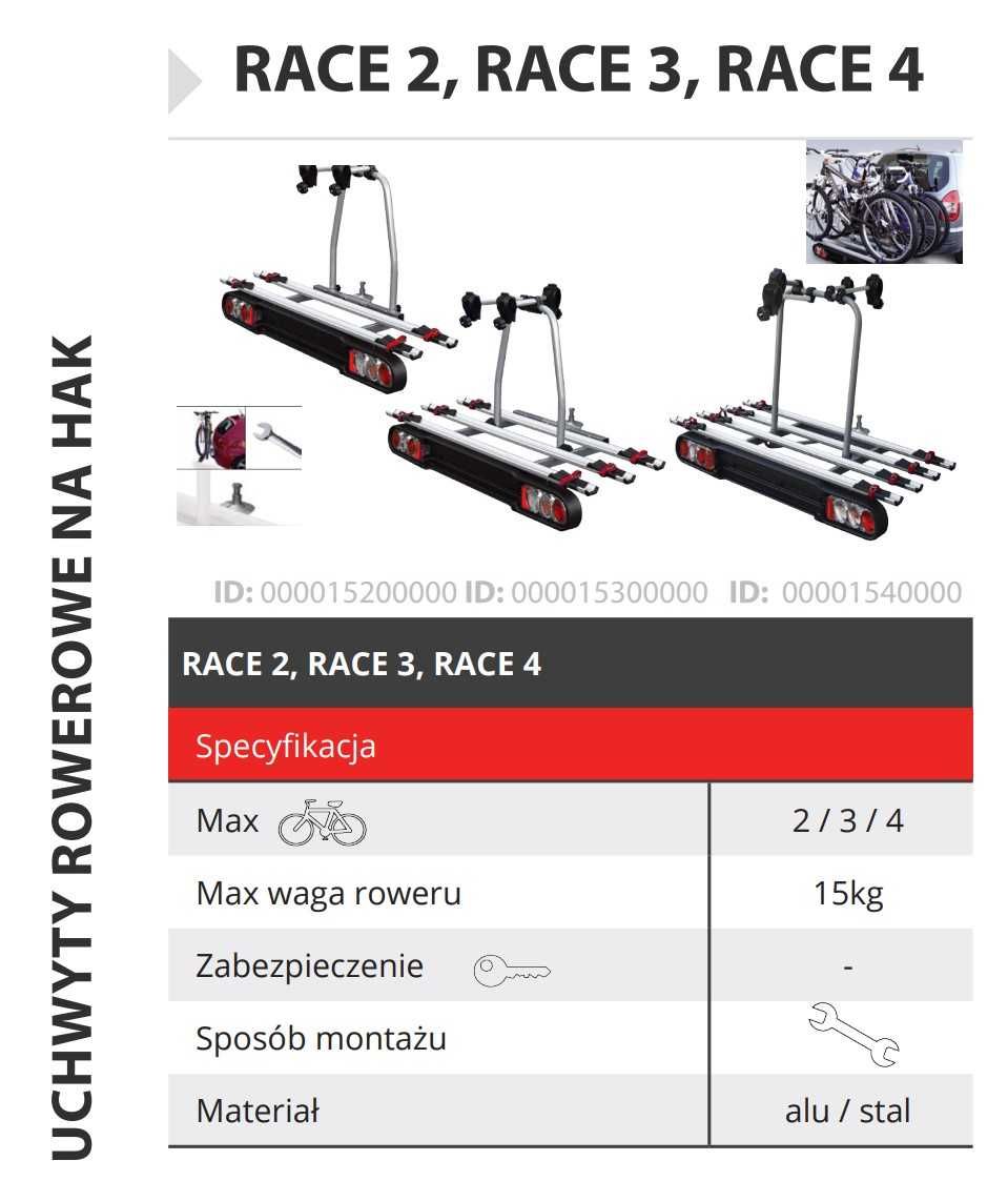 Platforma rowerowa Bagażnik na 3 rowery na hak Uchwyt rowerowy Menabo