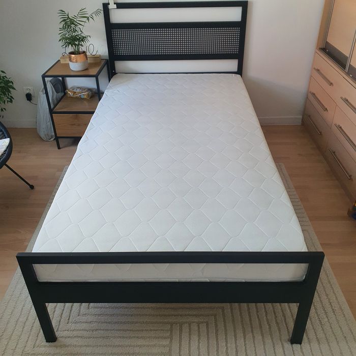 Łóżko metalowe 100×200 z materacem Lak system OKAZJA