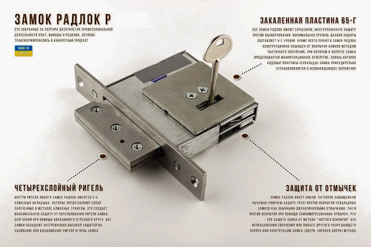 Замок врезной Radlock (Радлок) Мимоза M202