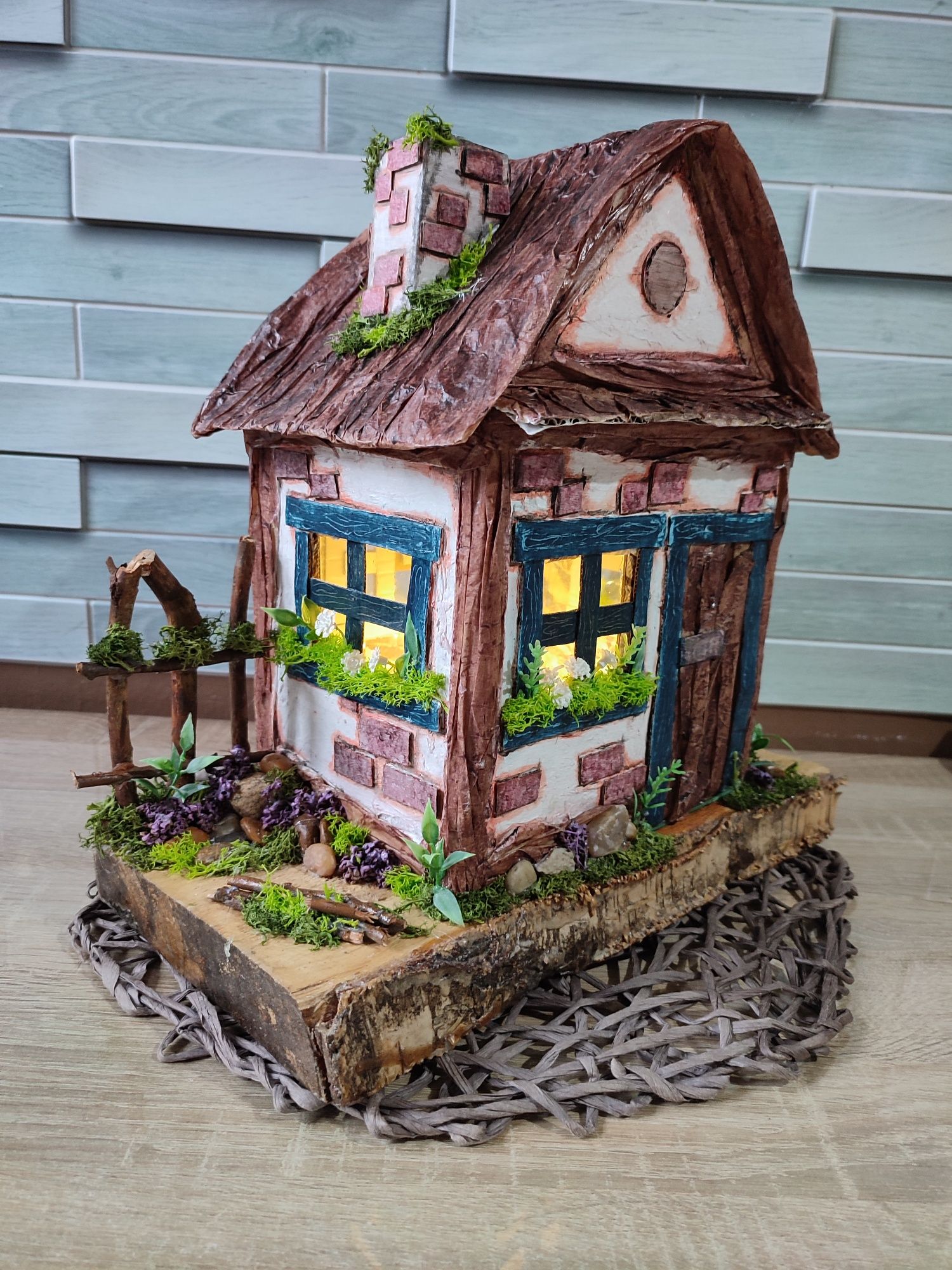 Lampka - domek, handmade