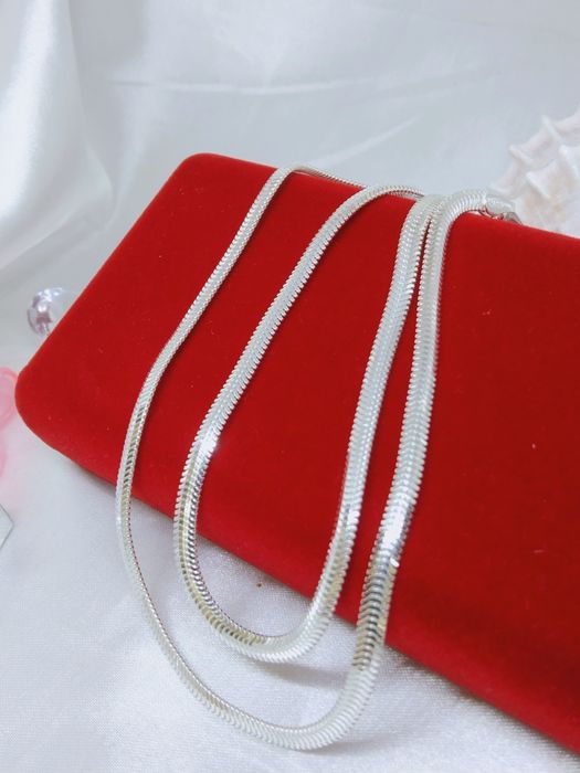 Piękny srebrny łańcuszek kolia taśma Żmijka, srebro 925, dł. 45 cm