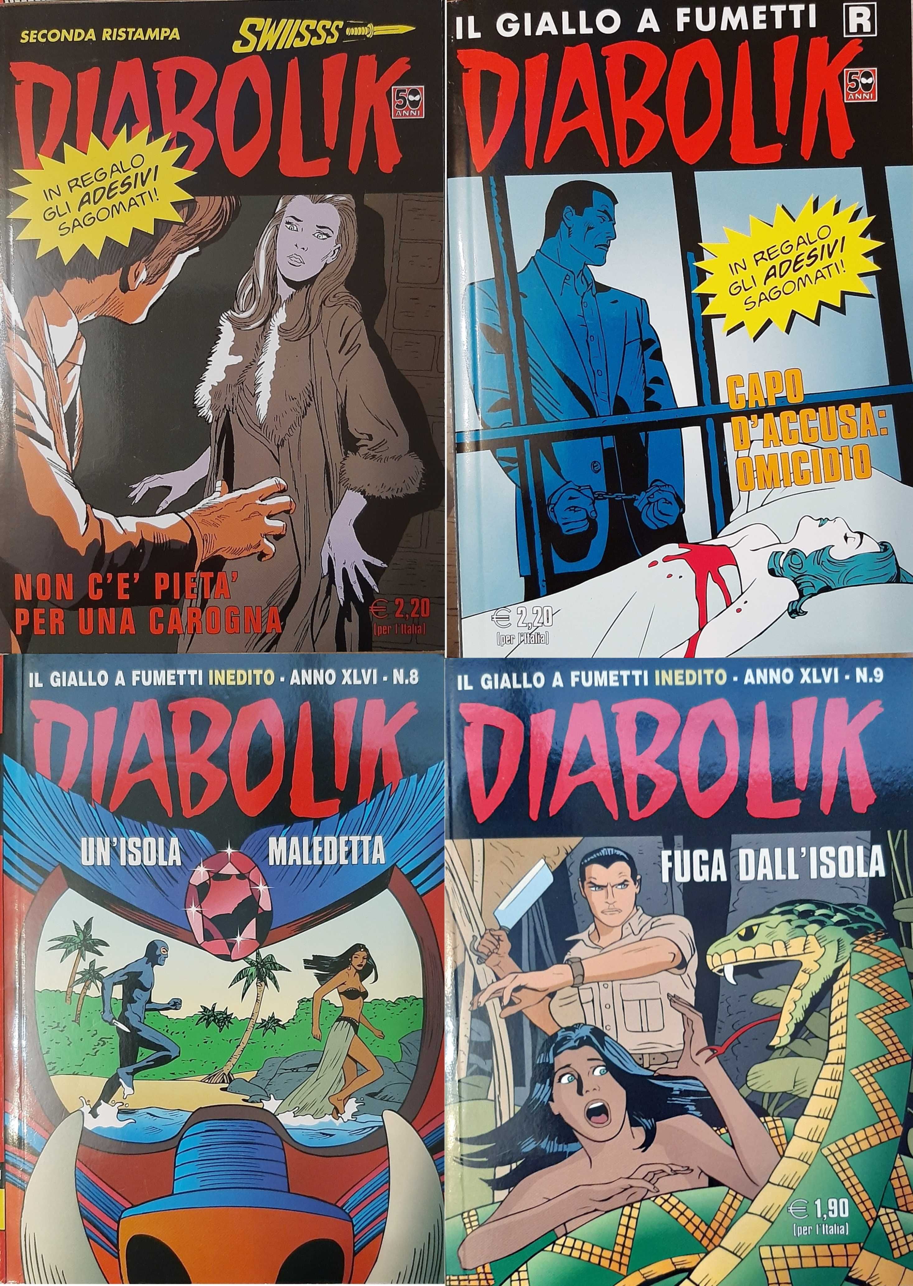 Lote 4 Diabolik. Banda desenhada original em Italiano