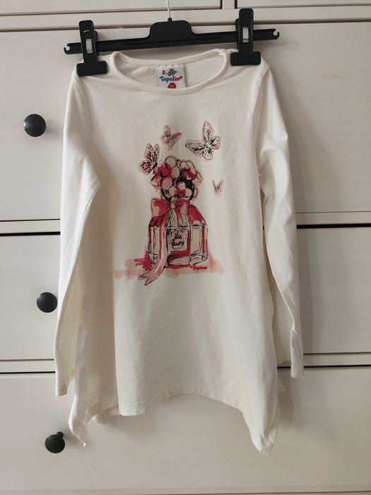 Biała tunika z prezentem 122 cm Topolino