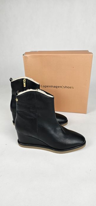 Botki kozaki na koturnie buty copenhagen shoes Rozmiar 41 skóra czarne