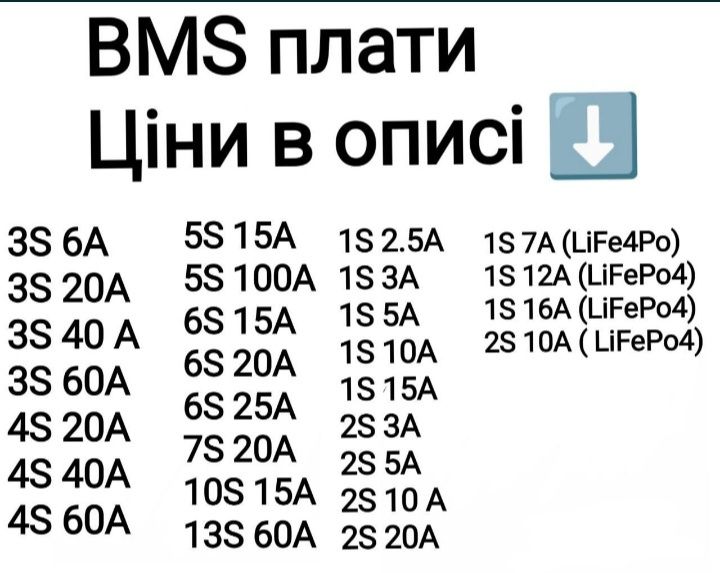 BMS плати та балансири 1S - 13 S