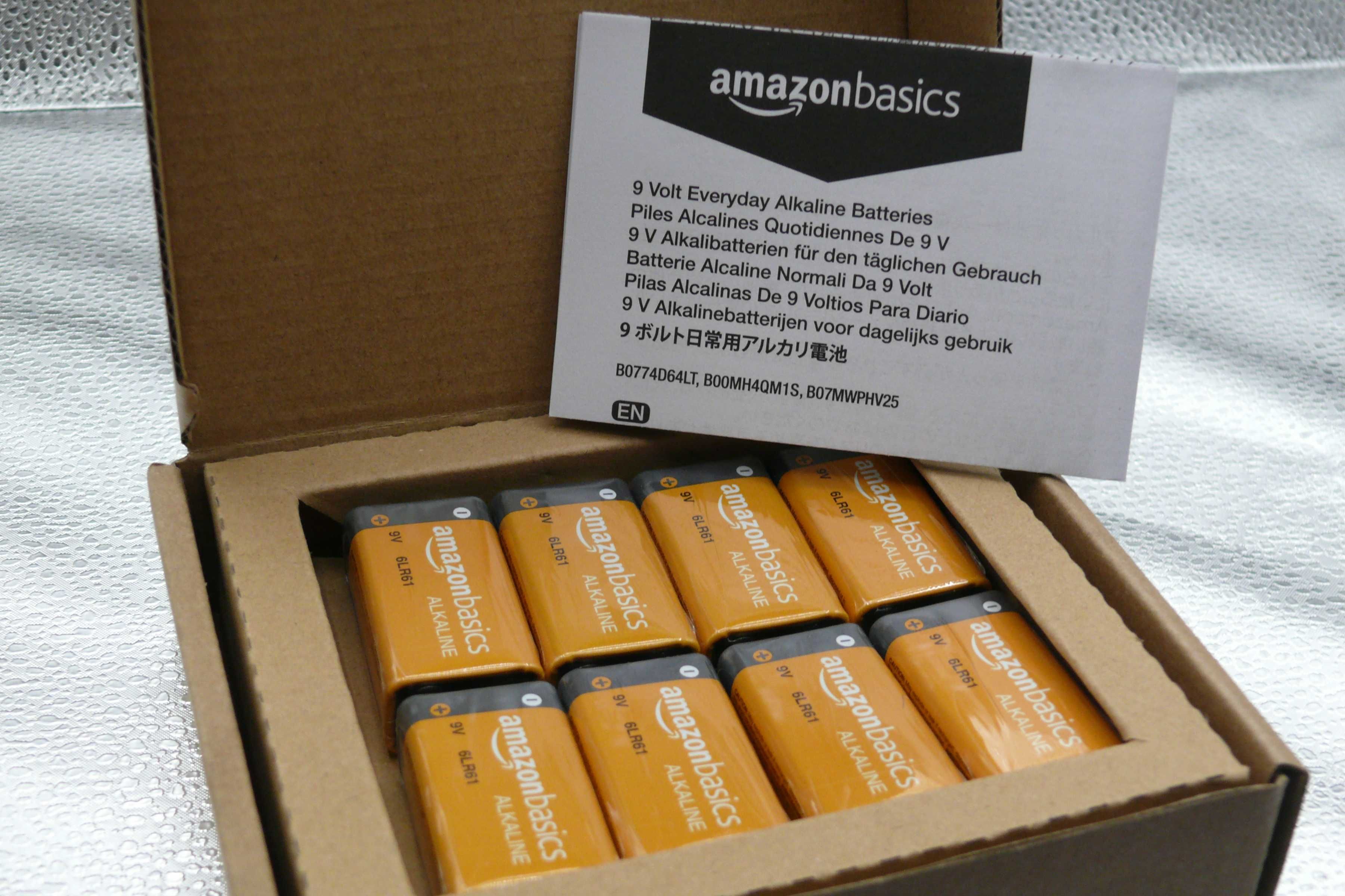 Amazon Basics 8-Pack 9V Pilhas Alcalinas,
