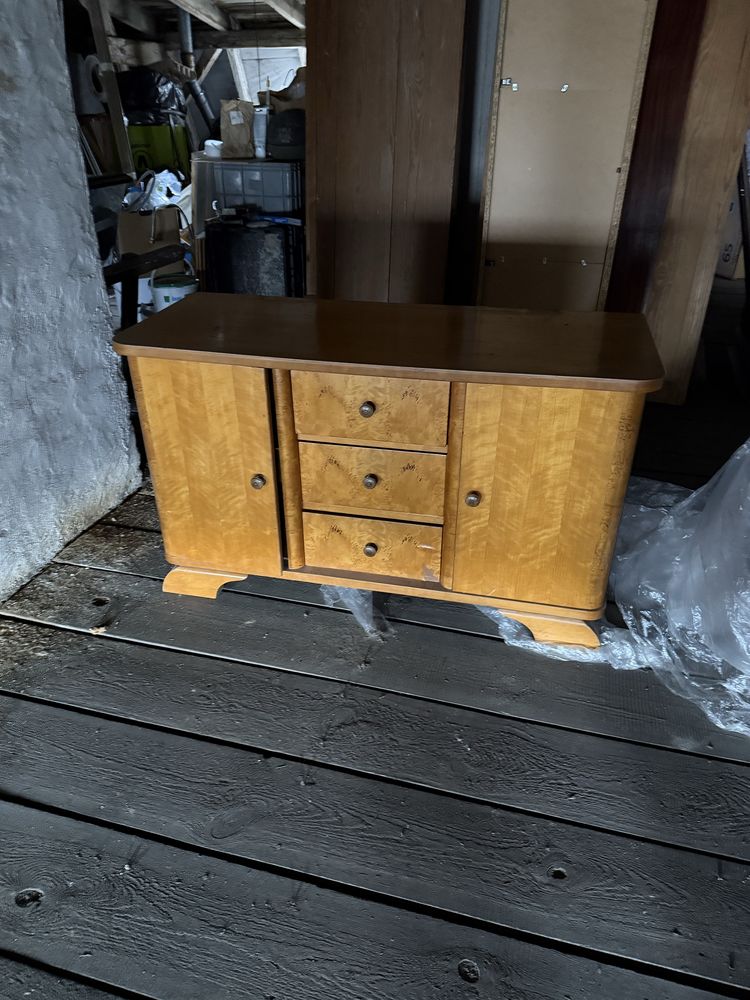 Toaletka z lustrem 110.5 x 44.5 prl vintage retro fornir drewno