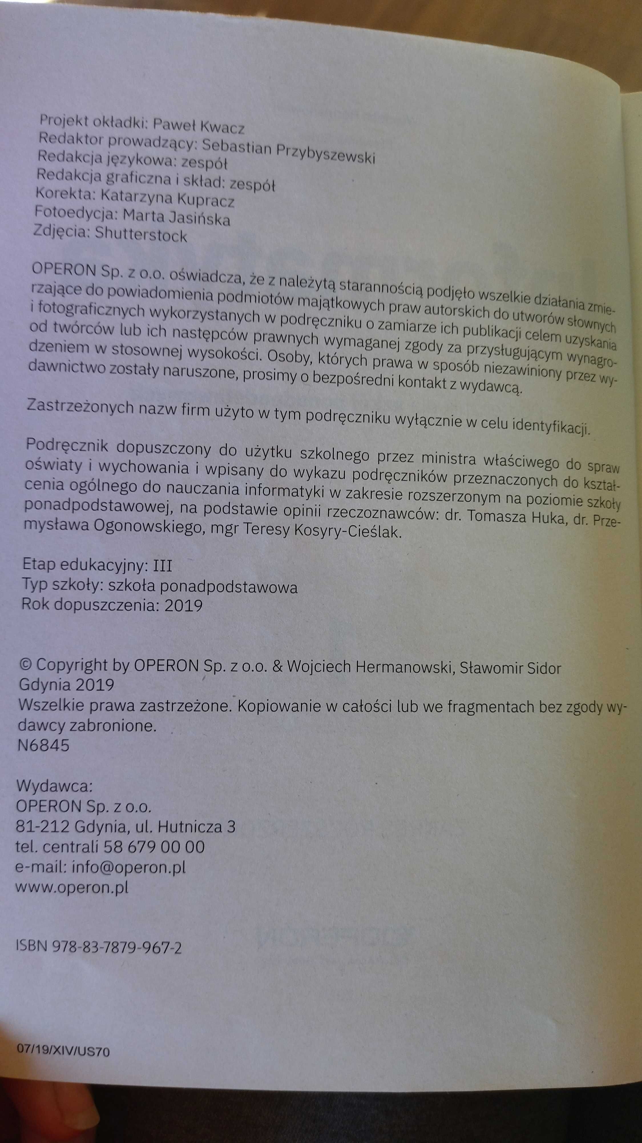 Podręcznik Informatyka 1  OPERON