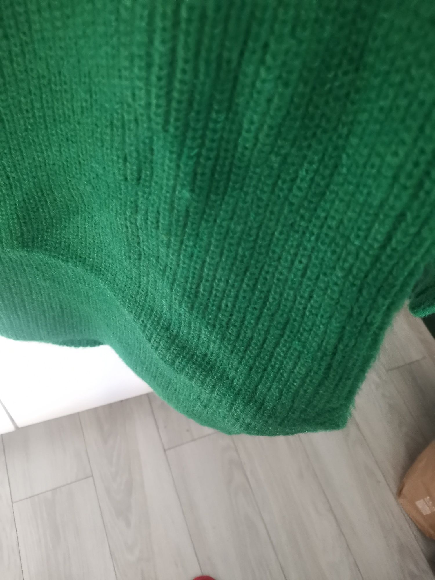 Nowy długi sweter tunika kardigan zielony