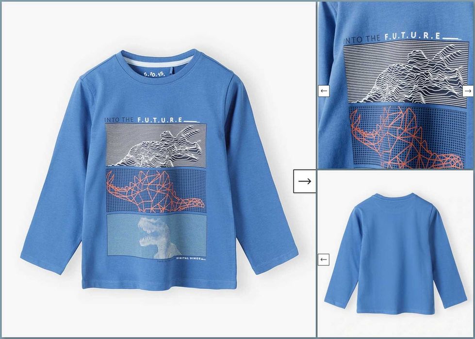 5.10.15. niebieska bluzeczka 
z „dinozaurową” aplikacją