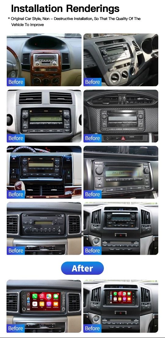 Rádio Android 12 com GPS Toyota Hilux, Rav 4, Corolla (Artigo Novo)