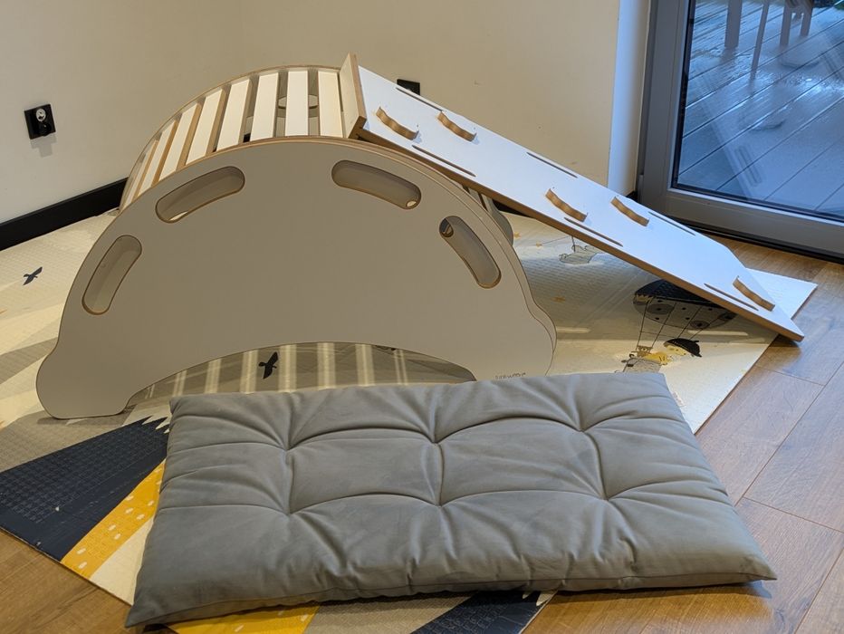 TuptiWood 4w1 DUŻY bujak montessori z uchwytami + DUŻA zjeżdżalnia CHM