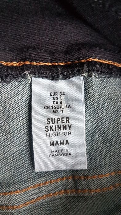 Spodnie ciążowe H&M slim elastyczne rurki rozm. XS stan idealny