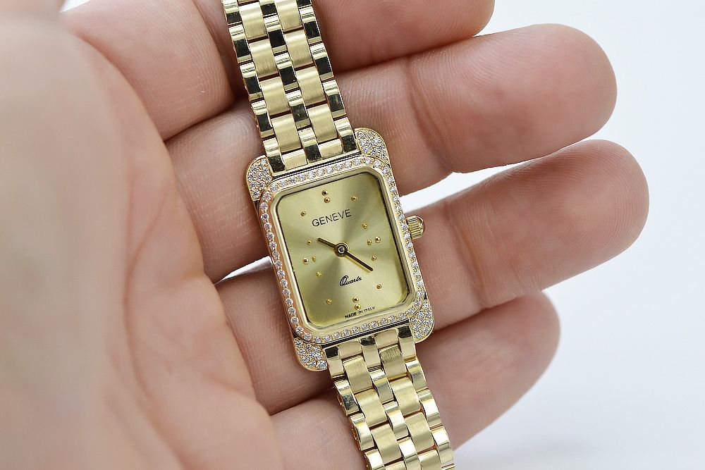 Złoty zegarek damski z bransoletą 14k Geneve lw054ydg&lbw007y Poznań