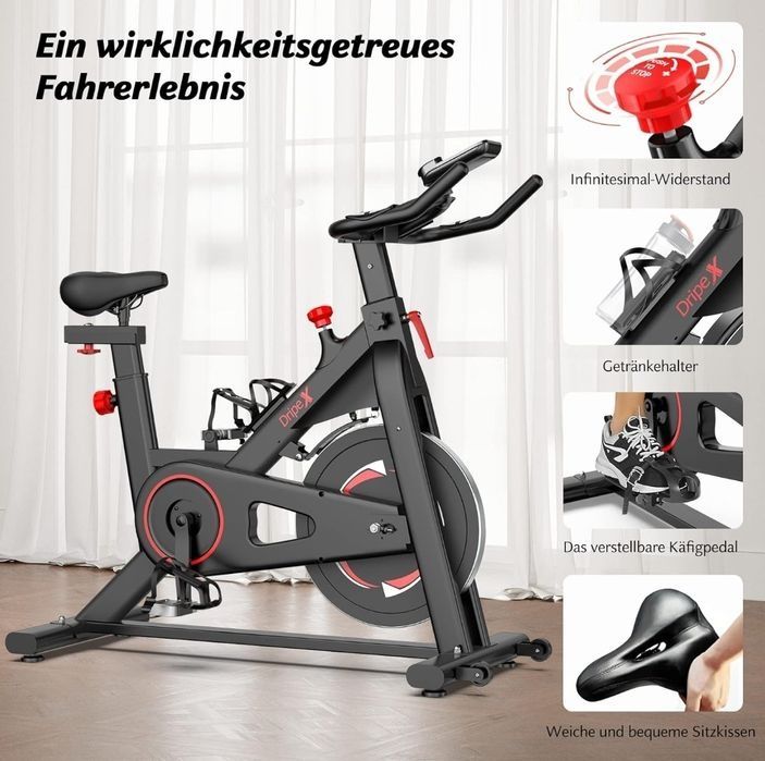 Nowy Stacjonarny Spinningowy Rower Treningowy Dripex Opór magnetyczny