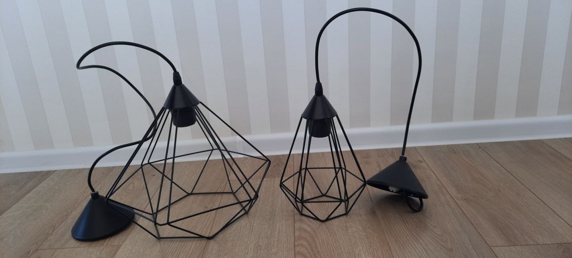 Zestaw 2 lamp industrialne diamond black metalowe.