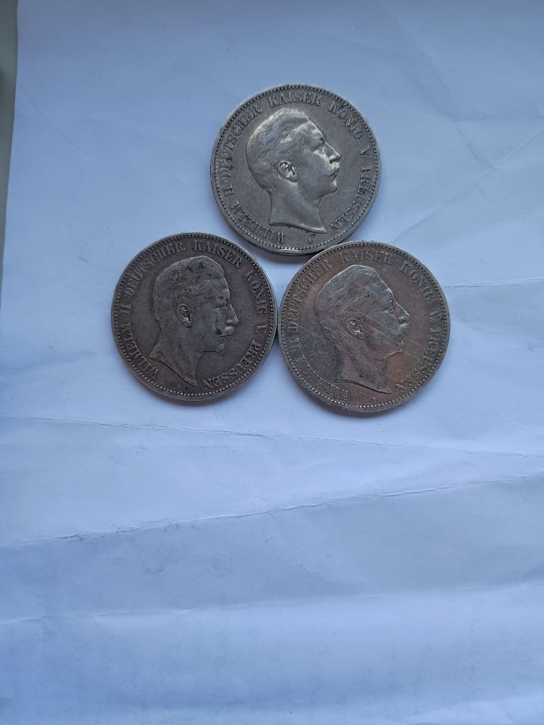 Moneta 5 marek x 3 szt Wilhelm II 1903