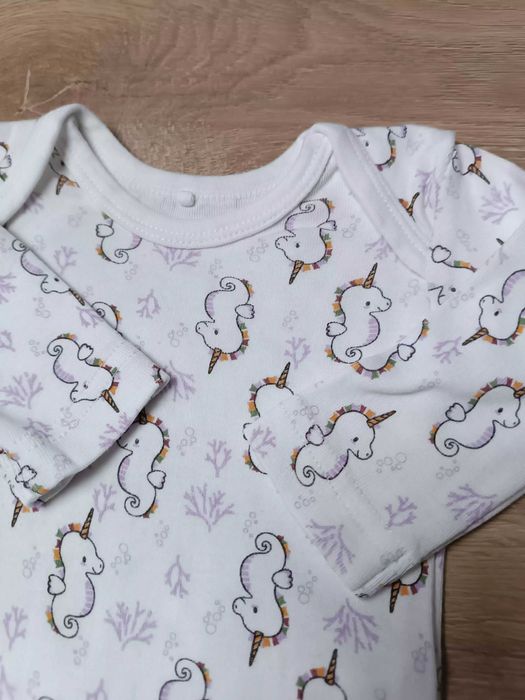 Body długi rękaw x2 biały jednorożce różowy łabędź 'Name it' 56
