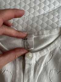 Biały ażurkowy sweter dla dziewczynki z H&M rozmuar 68