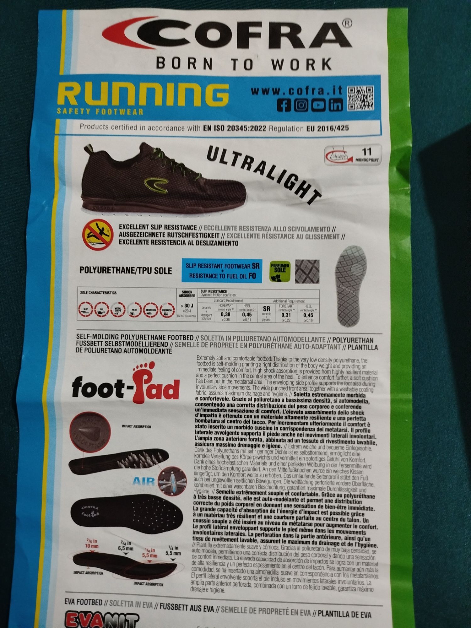 Sapatos de segurança Cofra Monti Running (Tipo S3 SRC)
