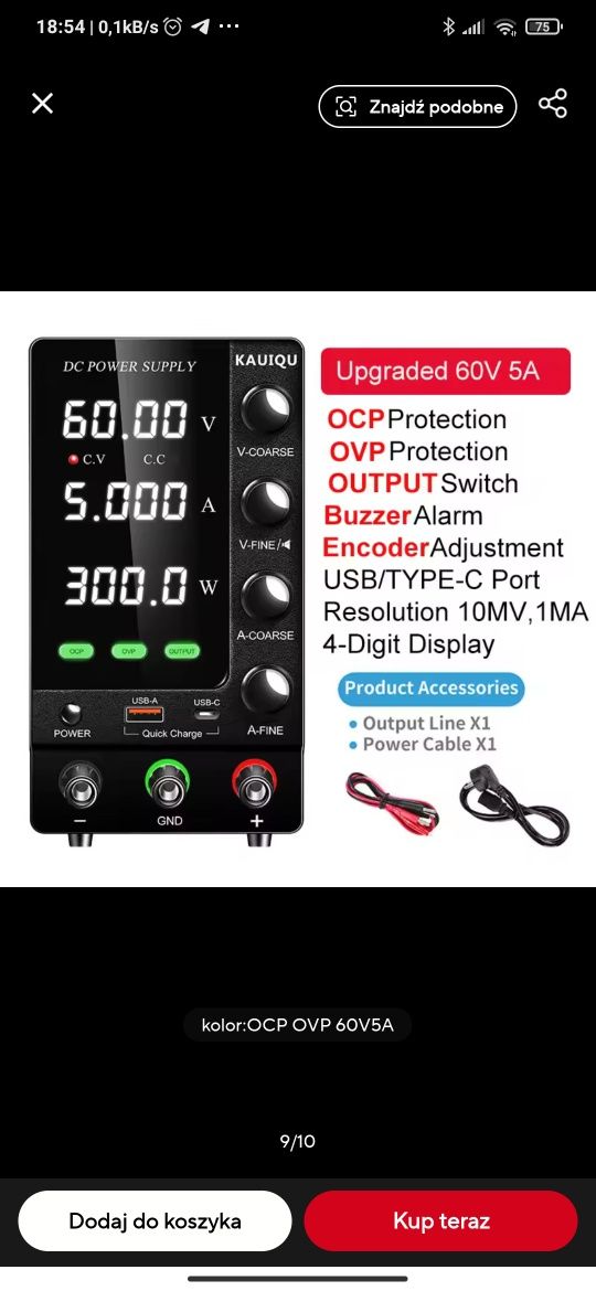 Zasilacz laboratoryjny OCP OVP 300w 60v 5a