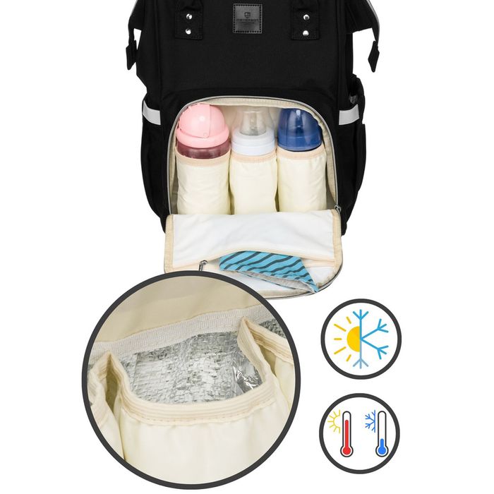 plecak miejski dla mamy z uchwytami na wózek czarny - peterson