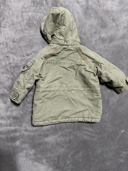 Kurtka zimowa parka na kożuszku H&M 68-74cm 6-9msc khaki #1737