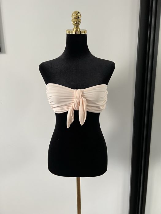 Beżowy, biustonosz, stanik, kostium kąpielowy, opaska, bikini, Etam, S