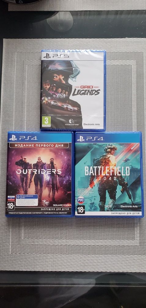 Grid legends, battelfield 2044, outriders PS4, PS5.