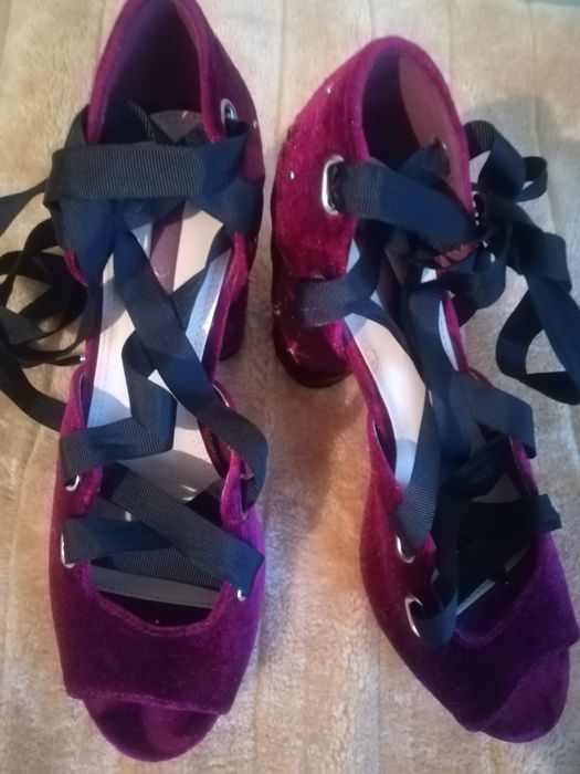 Sapatos de Veludo cor bordeaux