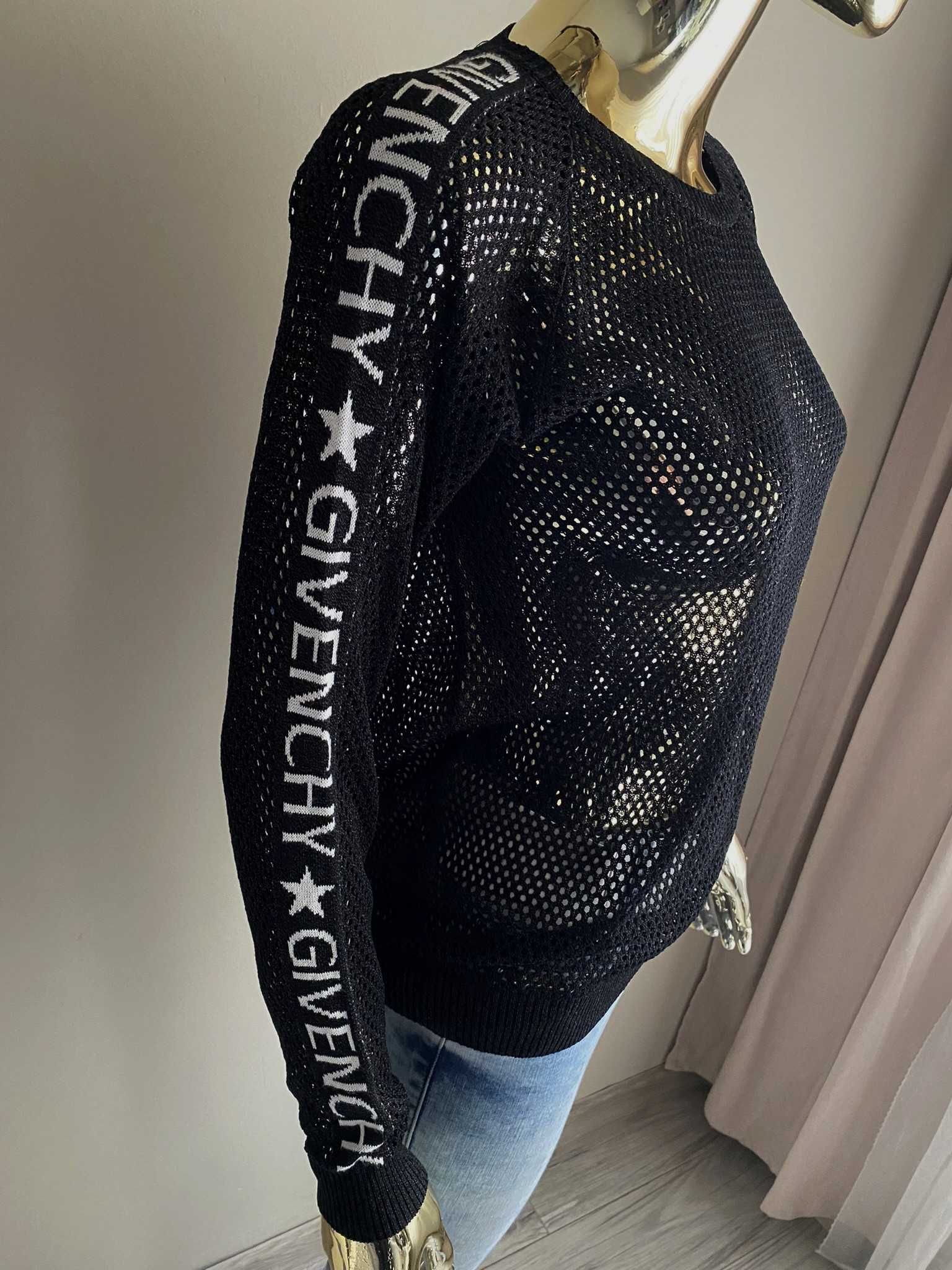 Givenchy nowa bluza siatka czarna  z lampasem M